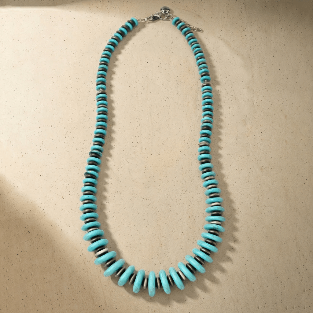 Boho Turquoise Disc Bead Necklace