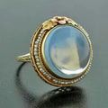 Vintage Floral Design Rounded Moonstone Ring