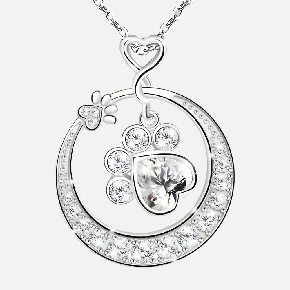 Seaton- Delicate Paw Necklace in Silver with Zirconia