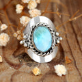Oval Larimar Silver Boho Ring